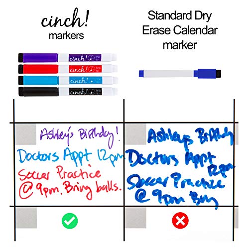 Magnetic Dry Erase Calendar for Fridge: with Stain Resistant Technology - 19x13" - 4 Fine Tip Markers and Large Eraser with Magnets- Monthly Whiteboard Organizer: Refrigerator White Board Sheet