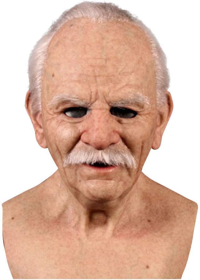 Bukbas Halloween Old Man Maske, Realistische 3D Alte Mann Maske, Gruselige Latex Alte Mann Opa vollgesichtsmaske, Horror Masken Halloween Party Cosplay Kostüm Requisiten