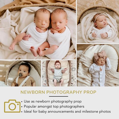 Bebe Bask Premium Baby Changing Basket - Handmade Natural Seagrass Moses Basket - Luxury Leaf Liner - Thick & Waterproof Bamboo Pad - Vegan Leather Baby Changing Mat - Baby Changing Pad #TOP5