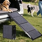 Folding Larger Dog Ramp for Cars，63" Long & 22" Wide Aluminum Pet Stairs Ramp for Large Dogs, Outdoor Car Ramp for Medium & Large Dogs to Get in Car, Dog Steps for Cars, SUVs, High Beds and Trucks