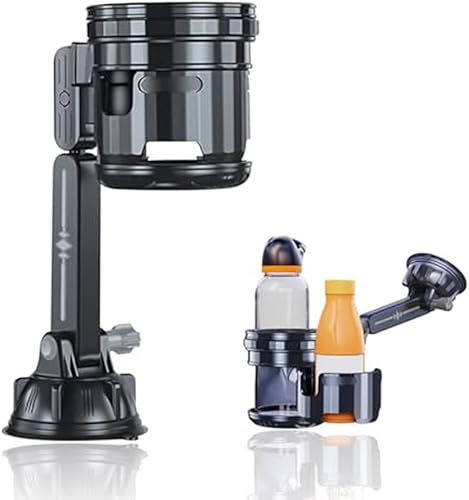 Adjustable Large Suction Cup Drink Holder for Cars, Trucks, for Vans, Featuring Anti-Shake Technology and Non-Slip Grip, Black