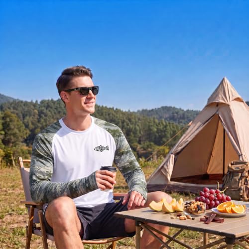 Riverruns Men's Camo Raglan Sleeve Graphic Shirt, UPF50+ Outdoor Top - image 3
