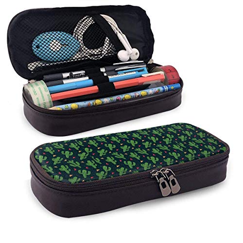 Preisvergleich Produktbild Federmappe,Lederaccessoire,Schlamperm... Mäppchen,Cactus Fiesta Tragbare Student Leder Federmäppchen Briefpapier Tasche Geldbörse Kulturbeutel Mehrzweck