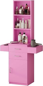 4ever2buy Salon Station for Hair Stylist, Pink Barber Hair Salon Station