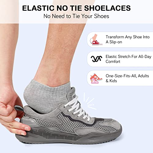 Redriver Elastic No Tie Shoe Laces For Sneakers Stretch Tieless Shoelaces For Kids And Adults 2 Pair (White) #TOP3
