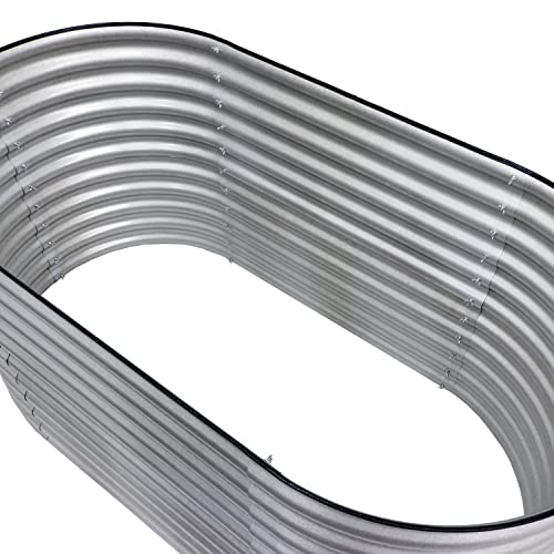 Sunnydaze 62.5-Inch Oval Raised Garden Bed - Stackable Steel Vegetable Flower Bed Planter Kit With Rubber Edge Trim - Silver #TOP6
