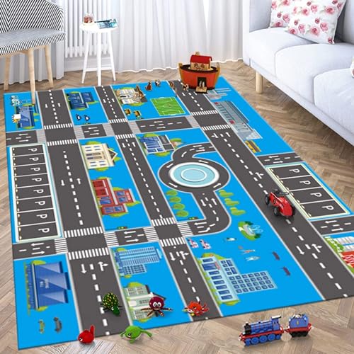 カーペット ラグ 道路 キッズ 120*180cm プレイマット ロードマップ 保温 子供マット キッズ 子供部屋 防音 駐車場 絨毯 早期教育 防音 防音マット 薄型 教育用 カラー キッズ ルーム 遊べる センタープリント 丈夫 幼稚園 滑り止め イン