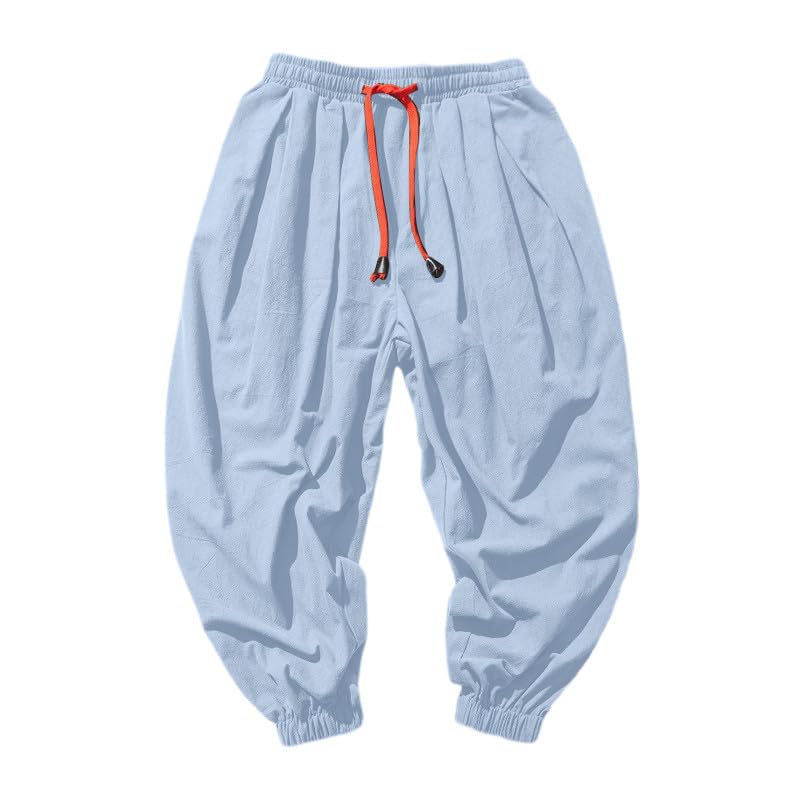 Mens Hip Hop Harem Pants Fashion Solid Color Oversized Tapered Pants Elastic Drawstring Baggy Casual Comfy Trouser3
