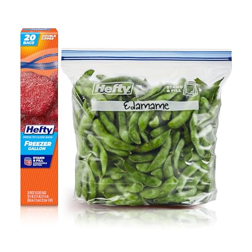 Hefty Press to Close Plastic Freezer Bags Gallon Size 20 Count
