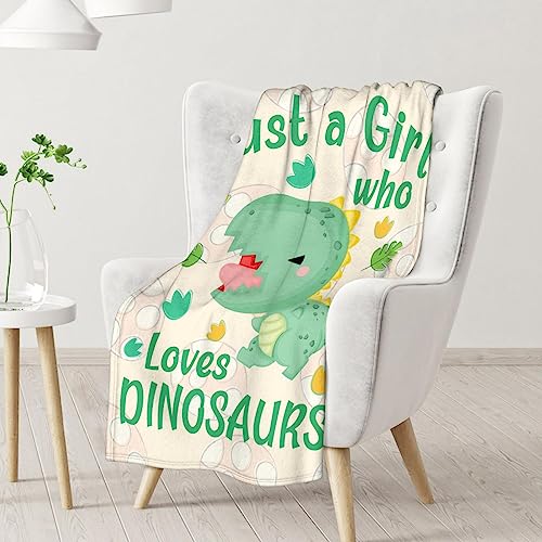 Dinosaur Blanket Gifts - 30"x40" Cute Throw for Girls - Green Soft Fuzzy Blankets for Couch & Office