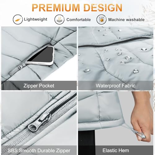 KOVNLO Colete feminino aquecido (pacote com bateria não incluída) Controlador inteligente com luzes