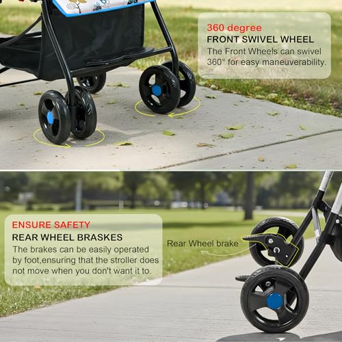 Image of Baybee Stroller Baby for Boy & Girl 0 to 3 Years | Foldable Strollers with Canopy, Parent Handle, 2-Position Adjustable Seat, 2-Point Safety Belt | Travel Pram for Kids (Blue)