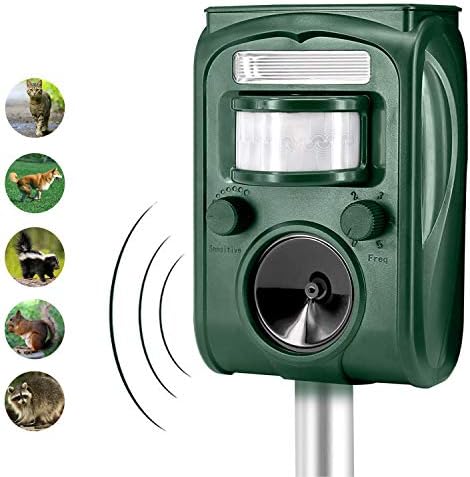FAYINWBO 11 Solar Outdoor Animal Repeller, Motion Activated Alarm and FLA, 501