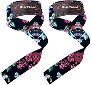 Rip Toned Lifting Straps for Weightlifting – Pair of 23 in. Cotton Weight Lifting Straps for Men and Women with Neoprene Padding – for Deadlift, Powerlifting, and Strength Training (Small Flower)