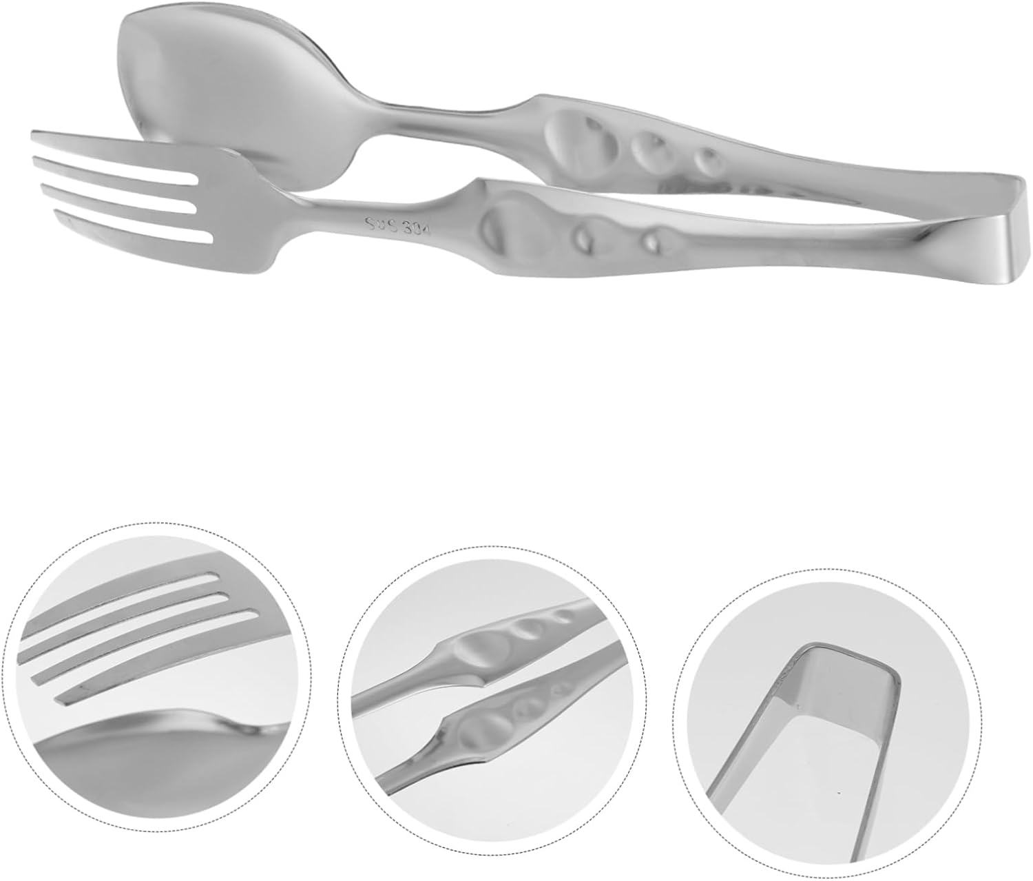 Ciieeo Utensils Spoons and Forks Salad Tongs for Serving Kitchen Tong Non-slip Food Clip Rustproof Design