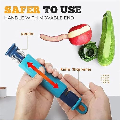 Image of Multi-Functional Vegetable Peeler for Kitchen | Stainless Steel Peeler with Wooden Handle & Bottle Opener | Single Blade for Fruits and Vegetables | 1 Piece (Apple Peeler)