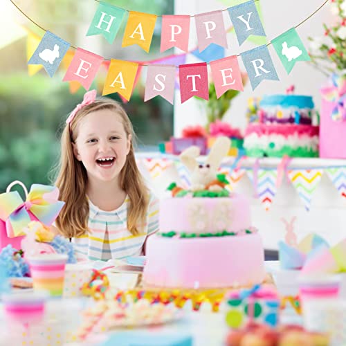 Happy Easter Banner Easter Chicken Egg Felt Happy Easter Bunny Banner Felt Easter Banner Garland for Easter Decorations, Spring Themed Party Favors Supplies, Happy Easter Day for Mantle Fireplace(2pc) by Giga Gud - Image 2