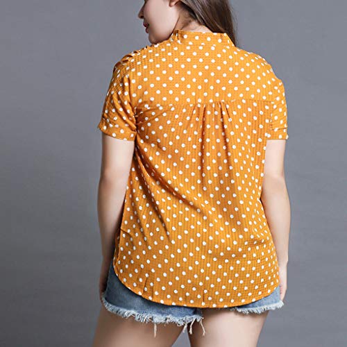 Esquirla Womens Plus Tamanho Polka Dot Manga Curta Gola V Pescoço T Camisa L - L