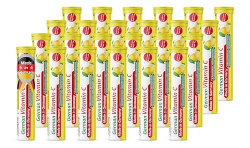 Comprimidos efervescentes de vitamina C 24x20 = 480 uds. – Sabor limón - 180 mg de vitamina C sin azúcar - T&D Pharma German Vitamin C - Made in Germany