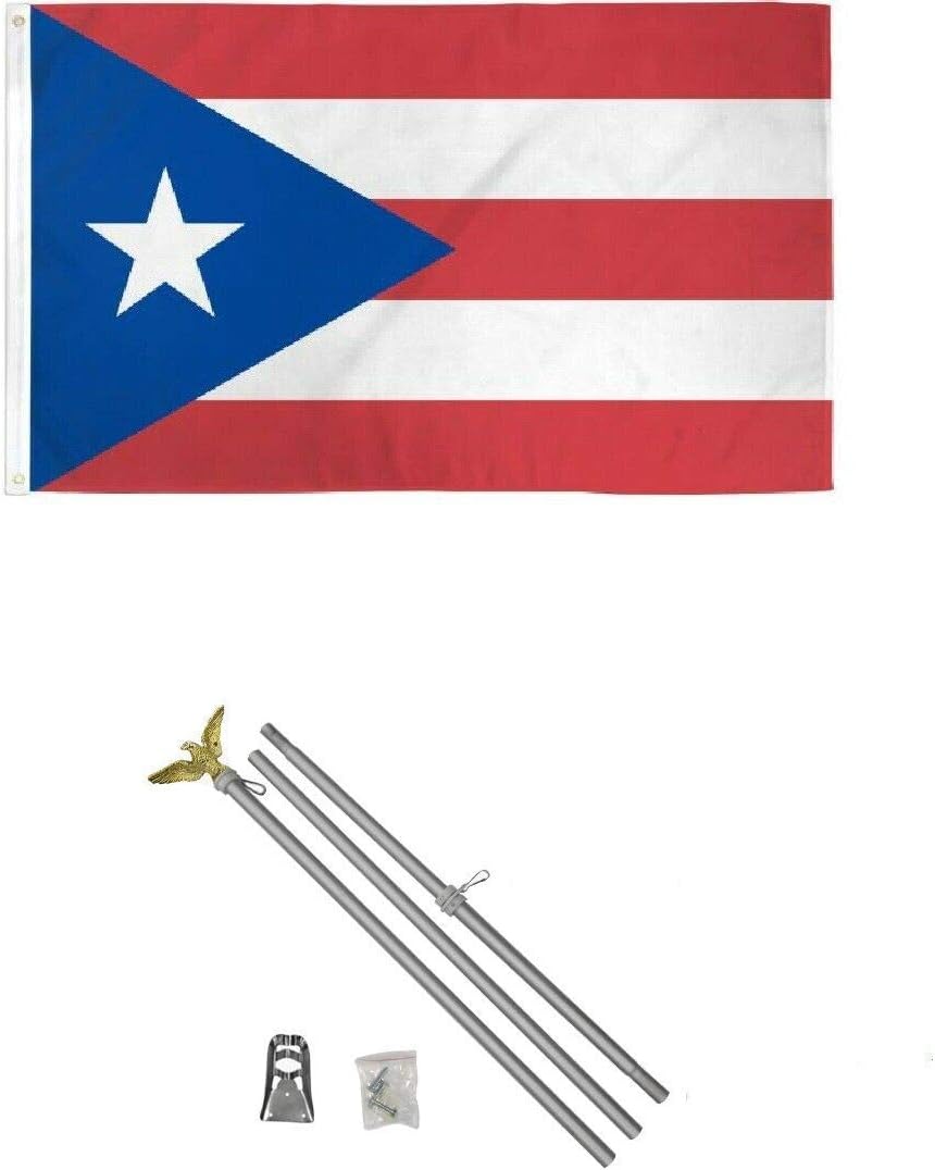 NEW 3'x5' PUERTO RICO Flags Polyester w/ 6' Aluminum POLE Kits