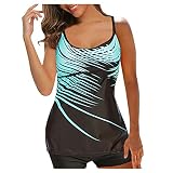 AFFGEQA Tankini Damen Gebatikt Bedruckter Badeanzug Zweiteiler Bikini Sets Push Up Swimsuit Rückenfrei Tops Hotpants Beachwear Tankini Damen Sommer Bademode Strandbikini