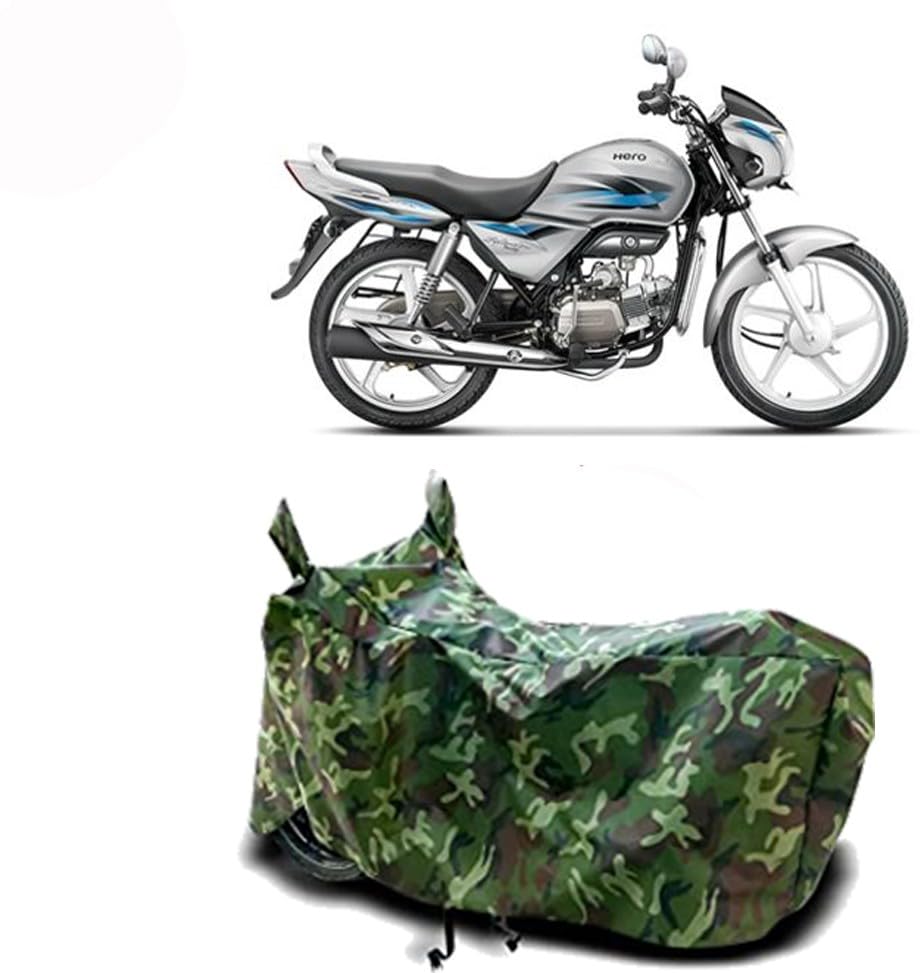 KEDIT ™ - New Hero Splendor Pro Water Resistant - UV Protection & Dust Proof Full Bike - Scooty Two Wheeler Body Cover Hero Splendor Pro Green Jungle Military Colour K-D-T-10