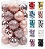 AOGU 34Pcs Christmas Balls Christmas Tree Ball Rose Gold 1.57" Ornaments Shatterproof Decorations fo