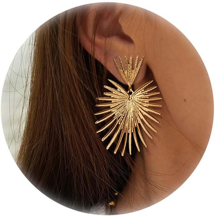 JstyleGold Statement Earrings for Women Exaggerated Geometric Earrings Fashion Big Gold Dangle Earrings Twisted Rectangle Heart Leaf Flower Chunky Gold Drop Earrings Jewelry for Women