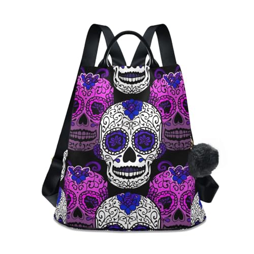 Sac à dos tendance antivol avec motif crânes en sucre et poches secrètes