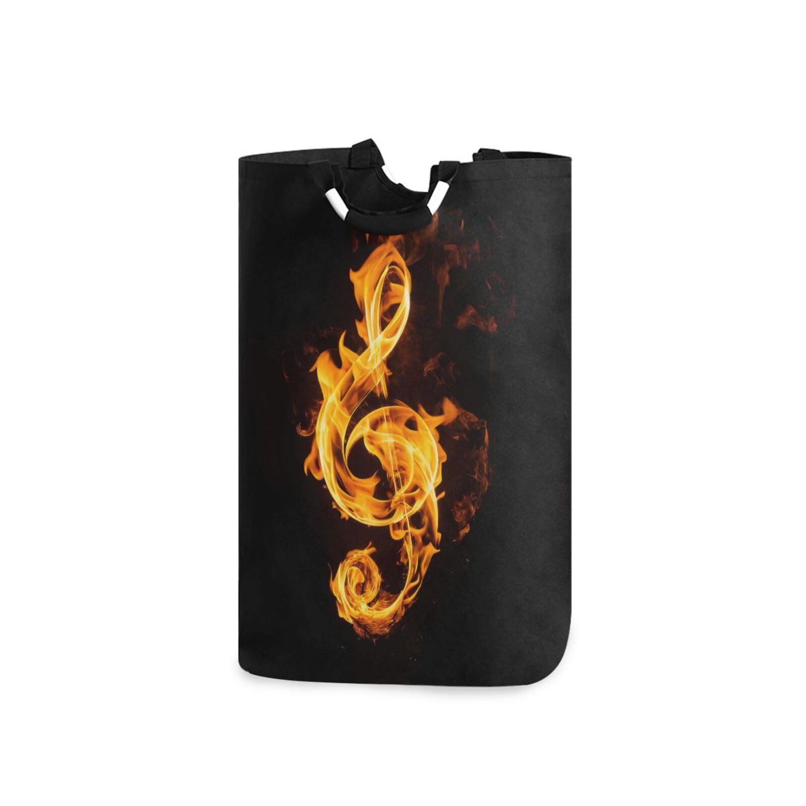 Jihqo Laundry Hamper Basket Music Note Fire Collapsible Nursery Storage Bin Waterproof Clothing Baskets for Home Bedroom Bathroom Washing Room