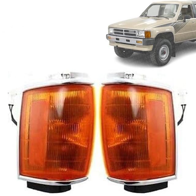 Vantage Auto Parts - Front Corner Lights with Chrome Trim Compatible with Toyota Pickup & 4Runner 1987-1989 | DIRECT REPLACEMENT | Right & Left Side | 8161089168 8162089168 | TO2521121 TO2520119