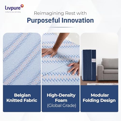 Image of Livpure Smart Tri-Fold Mattress | Foldable Bed | Guest Bed | Travel | Camping | Portable | Single | 78X36X3 Inches