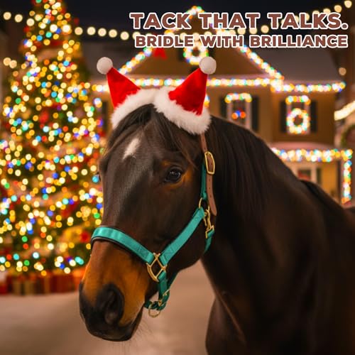 Image of Leather Halter for Horses, Equine Breakaway Nylon Rope Horse Halter with Snap & Adjustable Chin and Throat Snap Hook Halters for Training, Show and Daily Use, Average Size