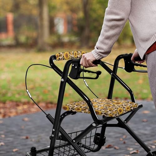 Image of Soft Adjustable Rollator Seat Covers, Sunflower Universal Backrest and Seat Covers for Walkers, Rollator Accessories for Seniors Women Men