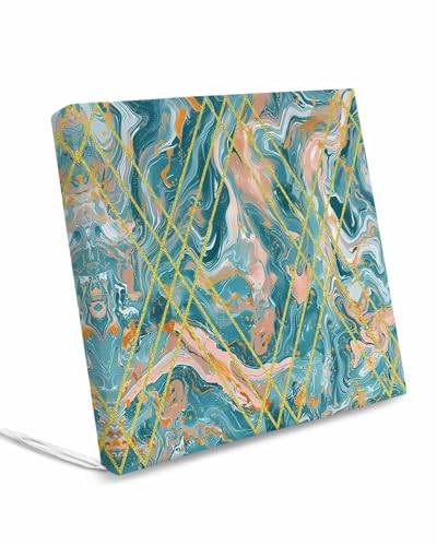 Homechoid Marble Turquoise Indoor Outdoor Couch Cushion Covers Replacement 4 Pack, Abstract Golden Geometric Retro Modern Art Waterproof Chair Sofa Seat Cover with Ties 20x18x4