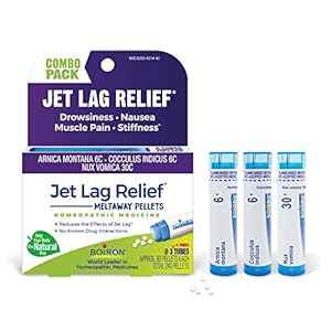 Boiron Jet Lag Relief Kit – Travel Essential for Relief from Nausea, Stiffness, Muscle Pain, and Drowsiness from Long Flights – 3 Count (240 Pellets)