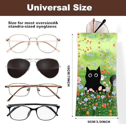 Image of Anikathy 2Pcs Sunglass Eyeglass Glasses Case Soft PU Leather with Cleaning Cloth Cute Glasses Pouch Bag for Men Women Girs