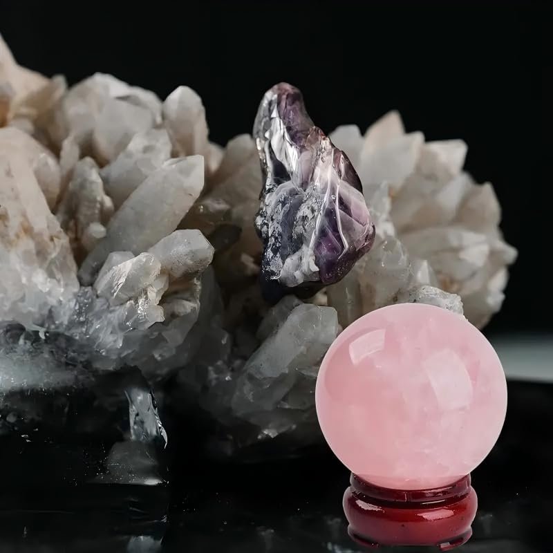2.76 - Inch Natural Crystal Sphere in Pink, Purple & White - Exquisite Home Decor & Ideal Spiritual Gift (Rose-2.76 Inch)