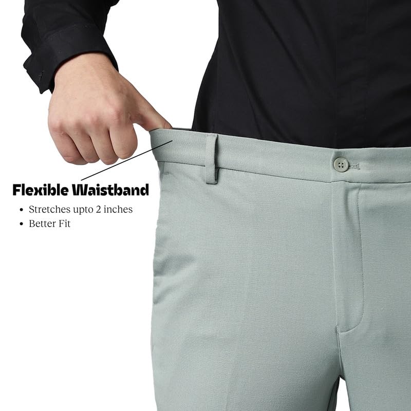 Image of SUBTRACT Slim-Fit Stretchable Lycra Formal Pants for Men with Flexible Waistband | Stylish Men's Wear Trousers for Office or Party |Dress Trouser Pant