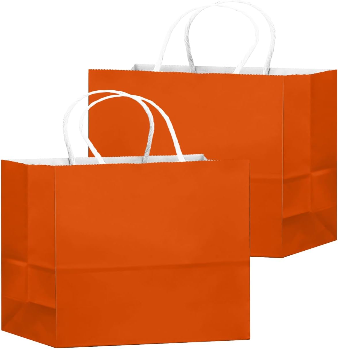 qiqee 24PCS Large Gift Bag with Handles Bulk 13"x4.5"x10" Gift Bags Orange Bags Multiple Uses (32x11x25cm,Wide Large)