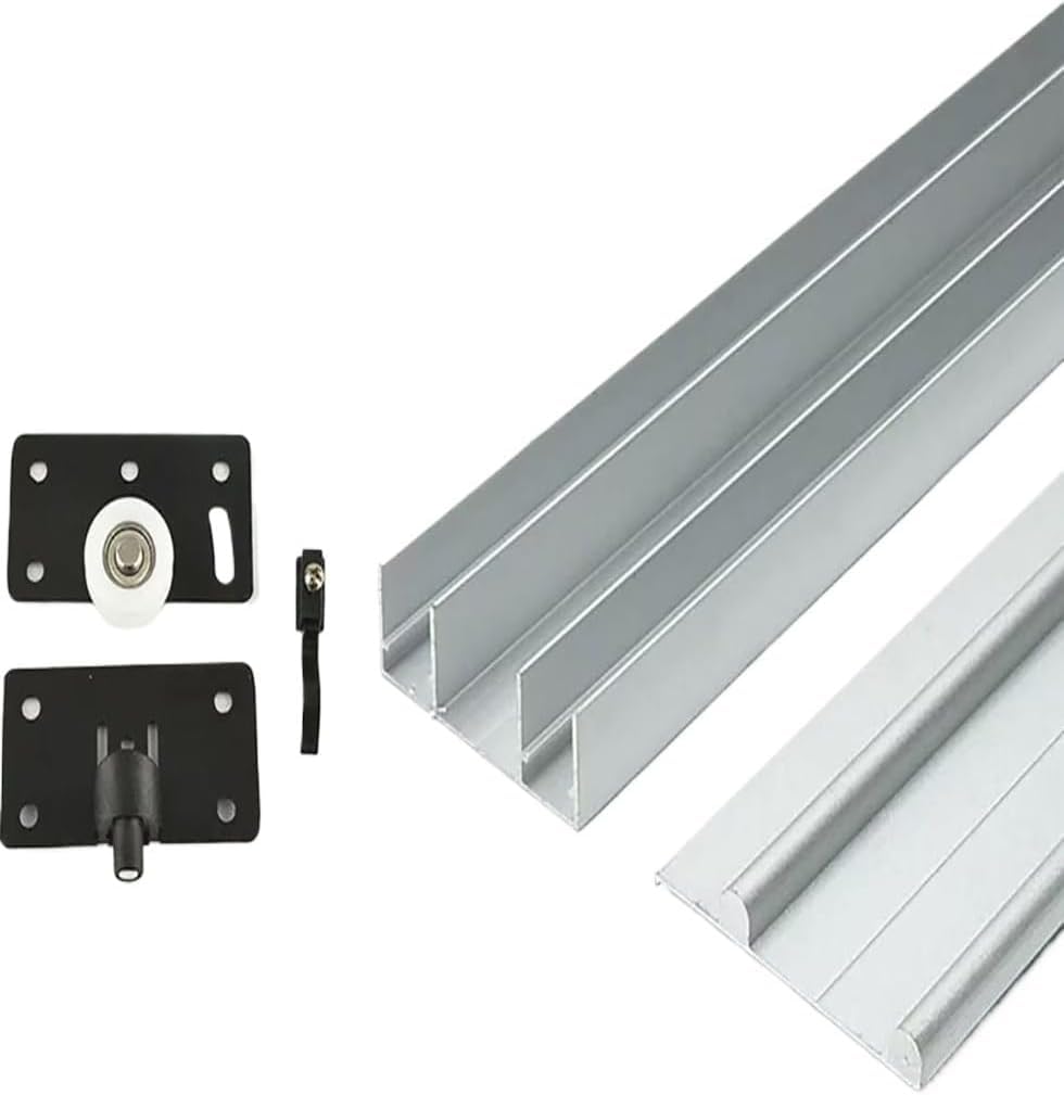 Juego de rieles para puerta corredera, polea suave y silenciosa para una fácil instalación, ideal para armarios y puertas de partición