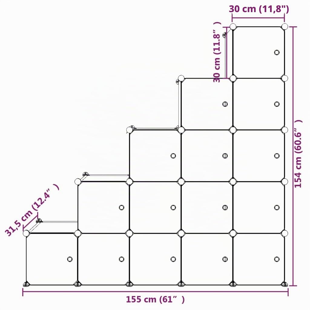 vidaXL Armoire de Rangement pour Enfants avec 15 Cubes Organisateur Stockage Tout-Petits Meuble de Rangement Maison Intérieur Blanc PP
