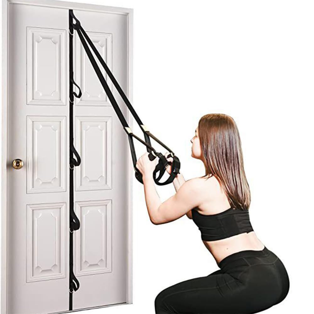 POFET Ancoraggio per Porta per carichi Pesanti, Allenamento per la Forza Anelli saldati ergonomici Antiscivolo di Grosso Spessore Fettuccia in Nylon Resistente