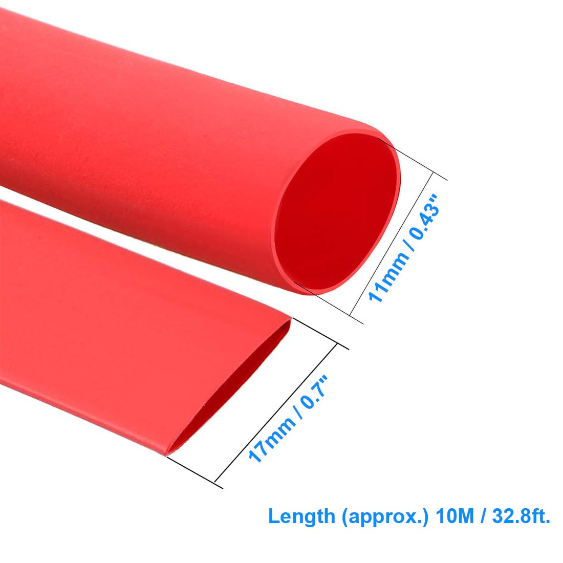 Unifizz Heat Shrink Tubing 11mm Dia 17mm Flat Width 2:1 Ratio Shrinkable Tube Cable Sleeve 10m - Red - Image 2