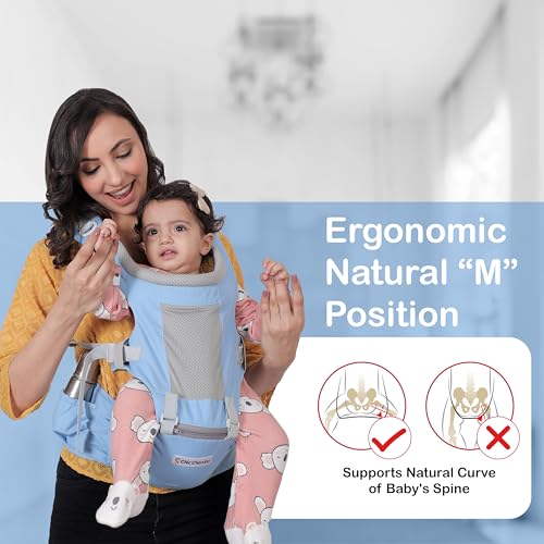 Image of Baby Carrier with Hip Seat, Ergonomic 4 in 1 Carrier Positions, Newborn to Toddler Adjustable Baby Carrier for 4-36 Months, Comfortable Padded Straps, Supports Up to 15 kg (Sky Blue)