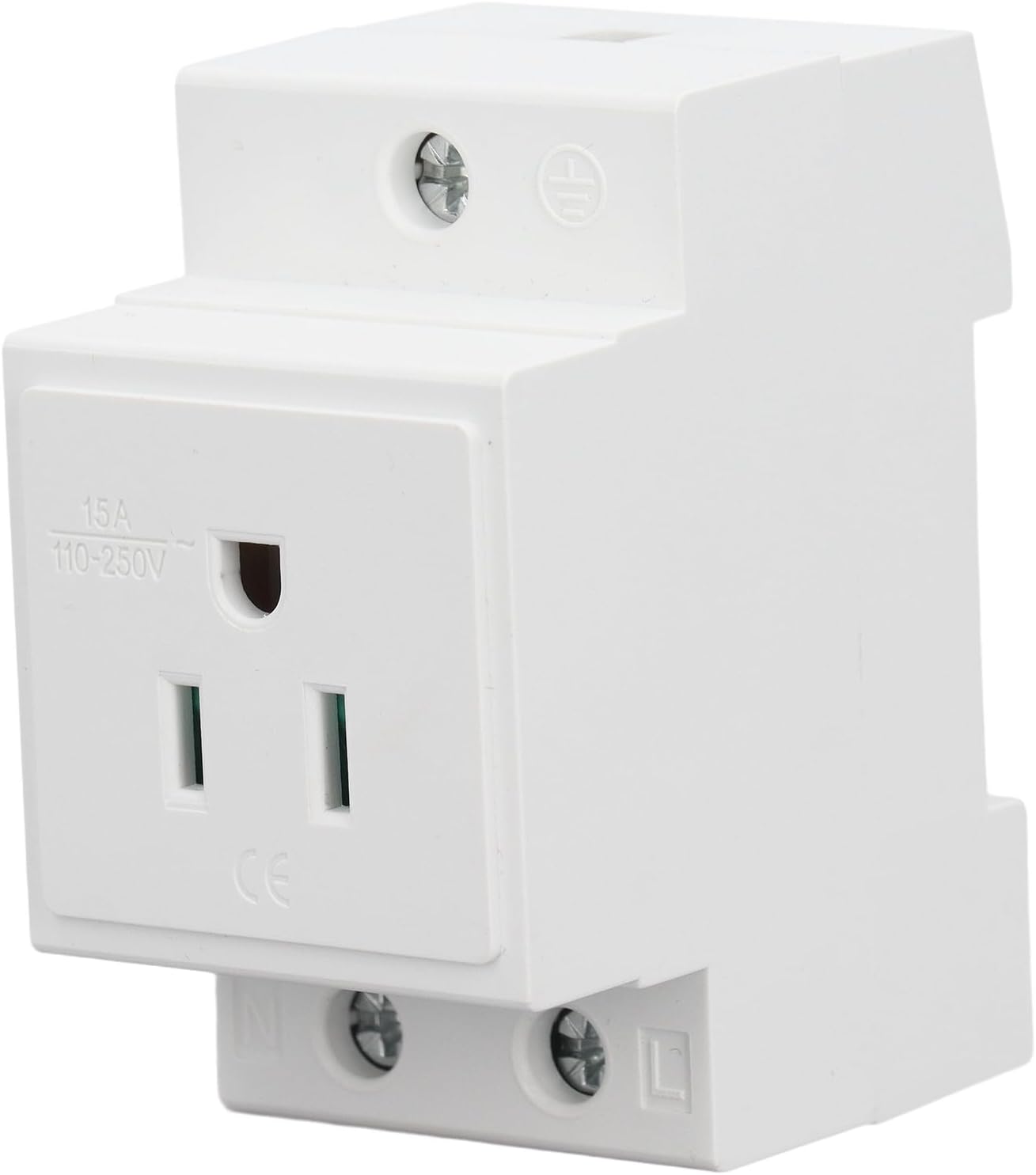 Din Rail Mount Power Socket, Extention Distribution Box Modular Socket for Switchgear, for Rail Installation, Built in Protective (US AC110‑250V 15A)