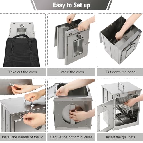 Four de camping pliable en acier inoxydable durable avec sac - 6