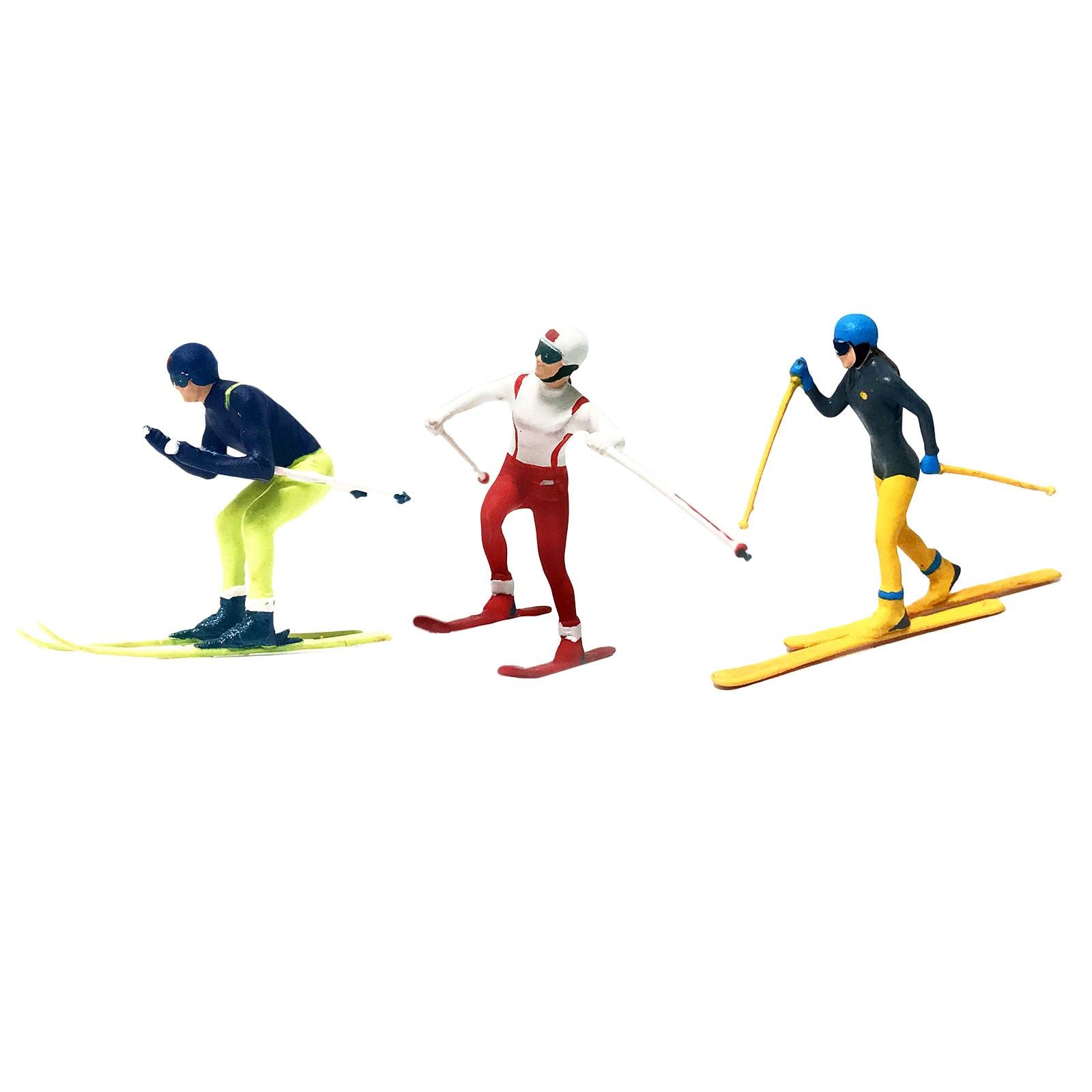 3x Resin HO Scale Miniature Model Skiing Figures Ornament for Fire Wheel, Style C