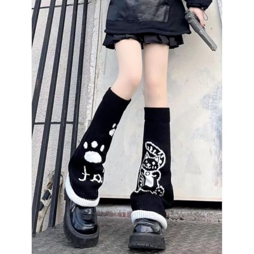Image of WODECASA Girls Kawaii Leg Warmers Knitted Flared Leg Sleeves Goth Crochet Baggy Cuff Ankle Heap Socks