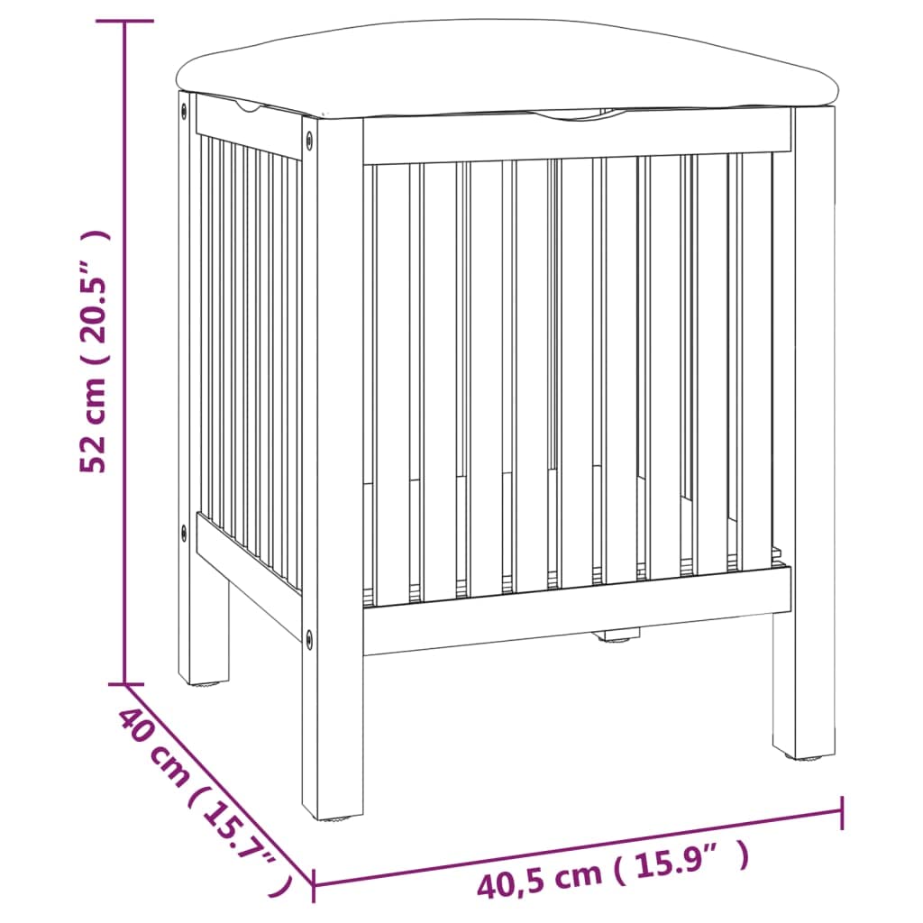 vidaXL Taburete de Baño, Cesto de Ropa Almacenamiento, Taburete de Ducha 2 en 1 Asiento Cesto, Silla de Ducha, Madera Maciza de Nogal